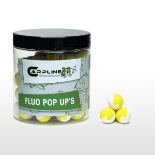 Carpline24 - Two Tone Fluo Pop Ups - Weiß / Gelb 16 mm Thunfisch