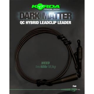 Korda Dark Matter Leader QC Hybrid Clip Weed 40lb - 1m