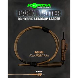 Korda Dark Matter Leader QC Hybrid Clip Gravel 40lb - 50cm