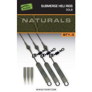 Fox - EDGES Naturals Submerge Heli Rig Leaders 30lb x 3