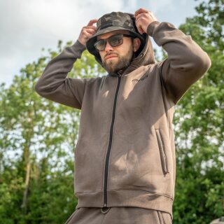 Avid Carp Compound Zip Hoodie Peat Brown - M