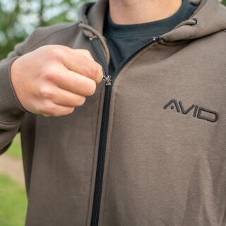 Avid Carp Compound Zip Hoodie Peat Brown - L
