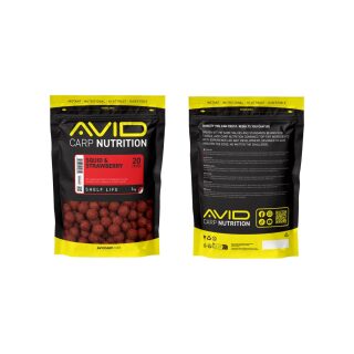 Avid Carp Squid & Strawberry Boilies - 1kg 20mm