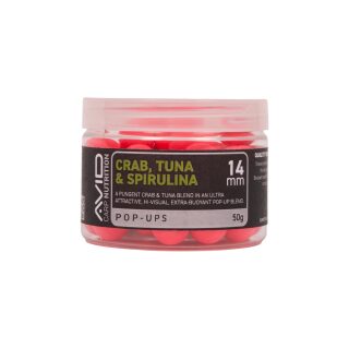 Avid Carp Crab, Tuna & Spirulina Pop-up - 14mm Pink
