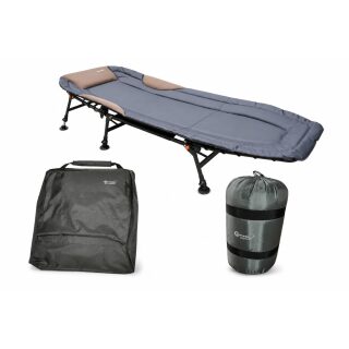 Carpline24 Set 3-teilig – Economic 6-Bein Bedchair, Schlafsack & Bedchair Bag XL